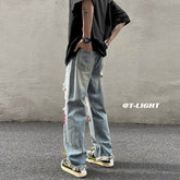 Men Jeans Ripped Jeans Men's Summer Retro Hiphop Wide Leg Pants
